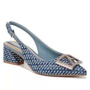 Franco Sarto Racer Ornament Pointed Toe Block Heel Slingback Pumps Size 6.5M NIB